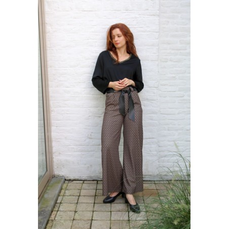 Flare broek Giacomo ruit jacquard