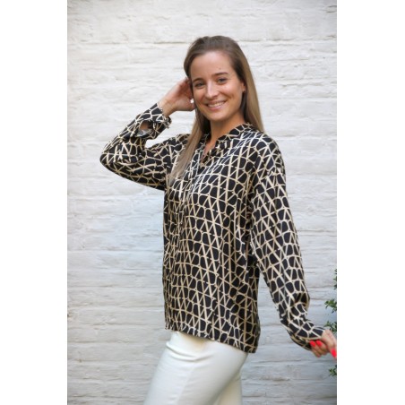 Zijde blouse Giann letterprint