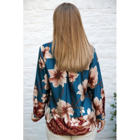 Satijnen blouse Gifty lelieprint