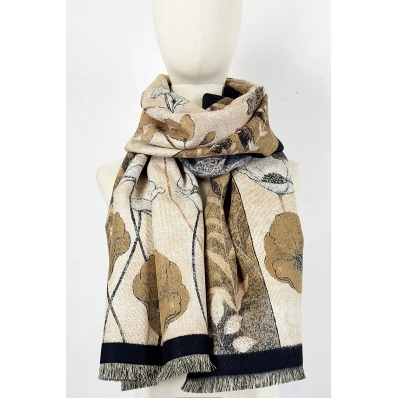 Sjaal Goran XL anemonenjacquard