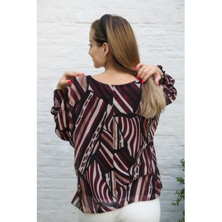 Crepe blouse Hasse gelijnd