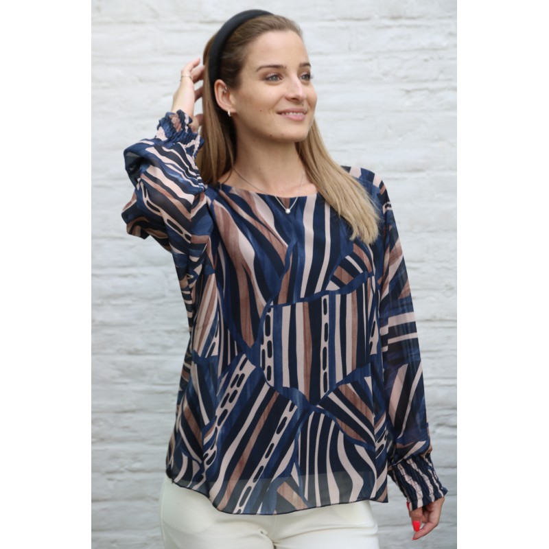 Crepe blouse Hasse gelijnd