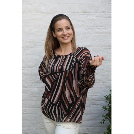 Crepe blouse Hasse gelijnd