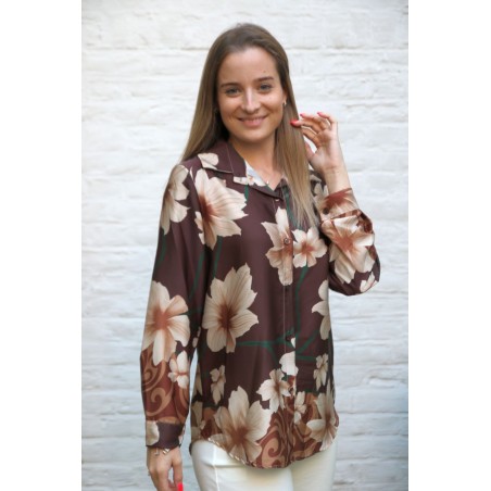 Satijnen blouse Gifty lelieprint