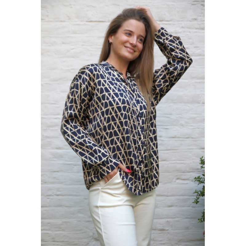 Zijde blouse Giann letterprint