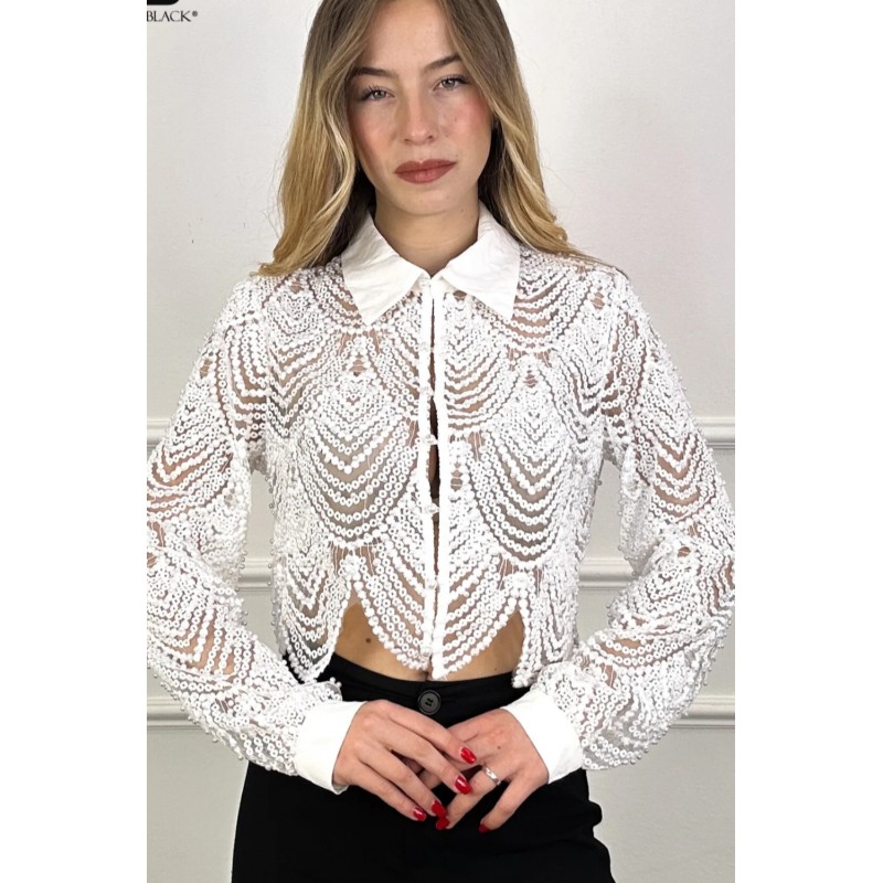 Blouse Gerlyn bloemetjes en parels