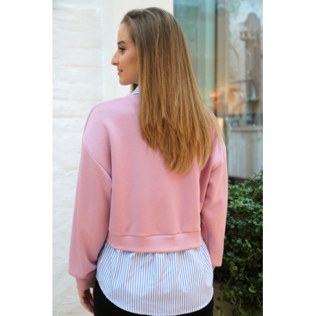 Sweater V-hals gelijnde onderbloes